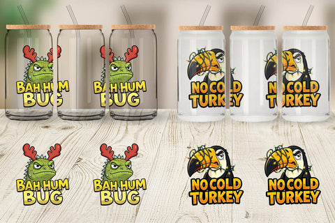 Glass Can Sarcastic Tropical Animal Christmas Quotes Sublimation artnoy 