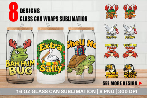 Glass Can Sarcastic Tropical Animal Christmas Quotes Sublimation artnoy 
