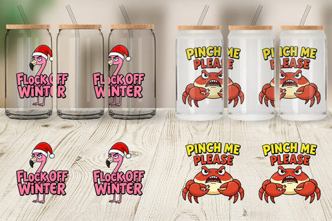 Glass Can Sarcastic Tropical Animal Christmas Quotes Sublimation artnoy 