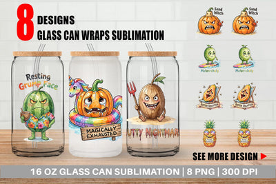 Glass Can Sarcastic Tropical Fruit Pumpkin Sublimation artnoy 