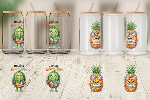 Glass Can Sarcastic Tropical Fruit Pumpkin Sublimation artnoy 