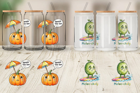 Glass Can Sarcastic Tropical Fruit Pumpkin Sublimation artnoy 