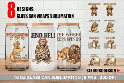Glass Can Sarcastic Work Burnout Vintage Sublimation artnoy 