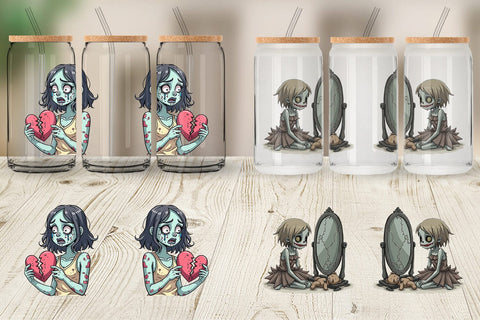 Glass Can Sarcastic Zombie Girls Sublimation artnoy 