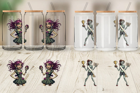Glass Can Sarcastic Zombie Girls Sublimation artnoy 