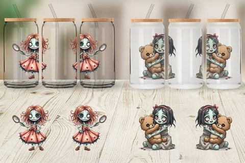 Glass Can Sarcastic Zombie Girls Sublimation artnoy 