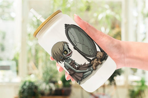 Glass Can Sarcastic Zombie Girls Sublimation artnoy 
