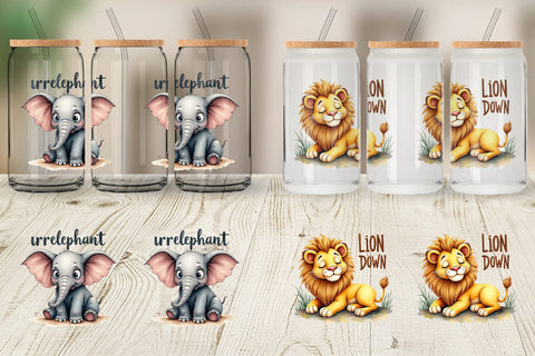 Glass Can Sassy Big-Eyed Animal Watercolor Puns Sublimation artnoy 