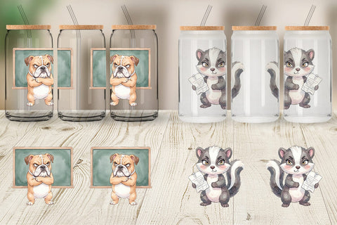 Glass Can Sassy Grumpy School Animal Sublimation artnoy 