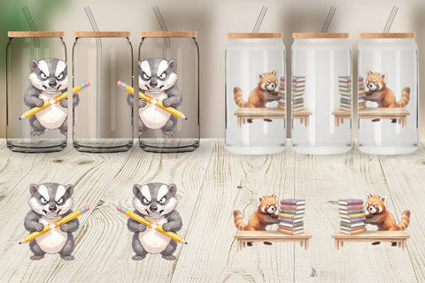 Glass Can Sassy Grumpy School Animal Sublimation artnoy 