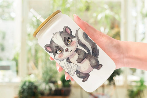 Glass Can Sassy Grumpy School Animal Sublimation artnoy 