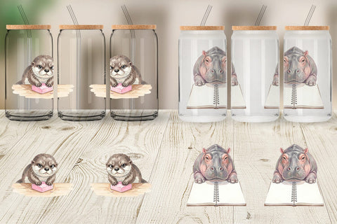 Glass Can Sassy Grumpy School Animal Sublimation artnoy 