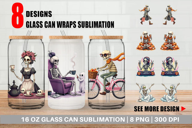 Glass Can Sassy Lady Bones Sublimation artnoy 