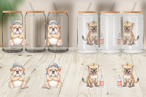 Glass Can Sassy Rebellious School Animal Sublimation artnoy 