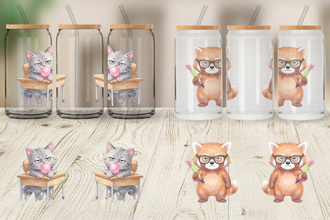 Glass Can Sassy Rebellious School Animal Sublimation artnoy 