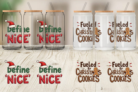 Glass Can Sassy Santa's Sayings Sarcastic Christmas Quotes Sublimation artnoy 