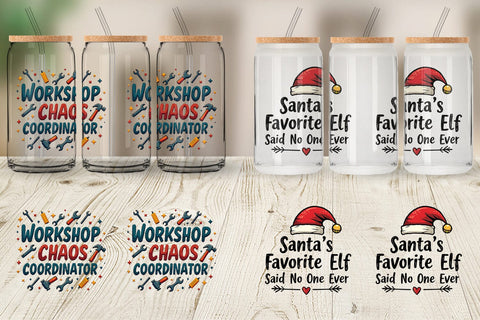 Glass Can Sassy Santa's Sayings Sarcastic Christmas Quotes Sublimation artnoy 