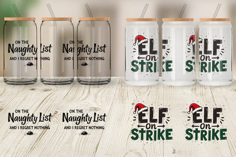 Glass Can Sassy Santa's Sayings Sarcastic Christmas Quotes Sublimation artnoy 