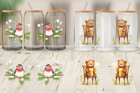 Glass Can Scandinavian Christmas Sublimation artnoy 