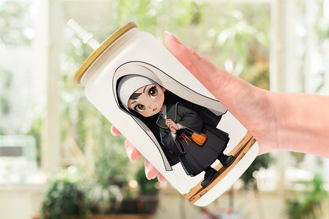 Glass Can Scary Halloween Nun Sublimation artnoy 