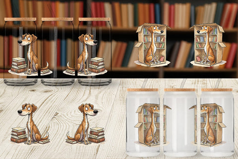 Glass Can Scholarly Canine Dog Watercolor Sublimation artnoy 