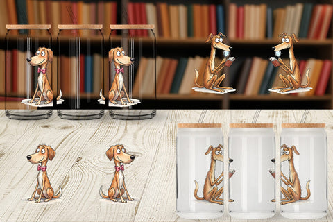 Glass Can Scholarly Canine Dog Watercolor Sublimation artnoy 