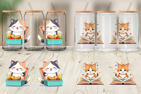 Glass Can School Baby Cat Sublimation artnoy 