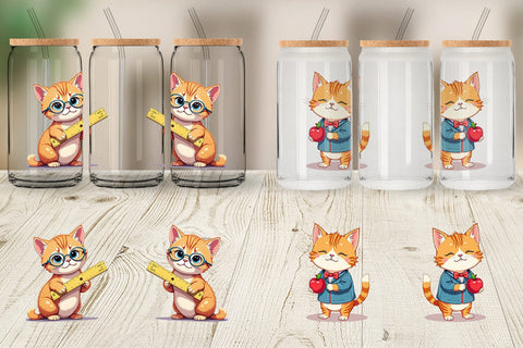 Glass Can School Baby Cat Sublimation artnoy 