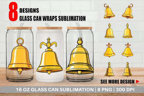 Glass Can School Bell Sublimation artnoy 