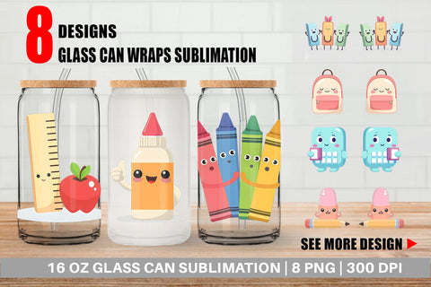 Glass Can School Buddies Sublimation artnoy 