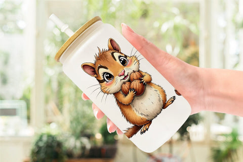 Glass Can Scruffy Woodland Wanderers Forest Friends Sublimation artnoy 