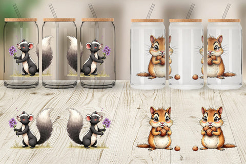 Glass Can Scruffy Woodland Wanderers Forest Friends Sublimation artnoy 