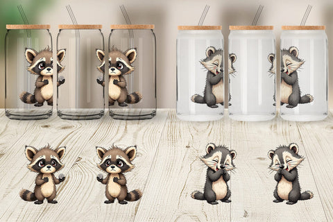 Glass Can Scruffy Woodland Wanderers Forest Friends Sublimation artnoy 