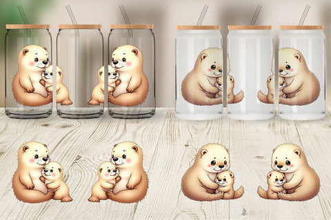 Glass Can Sea Otter Mother's Day Sublimation artnoy 
