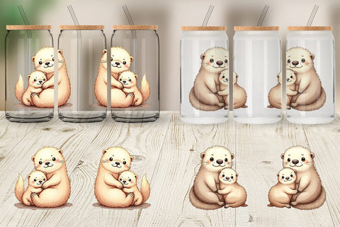 Glass Can Sea Otter Mother's Day Sublimation artnoy 