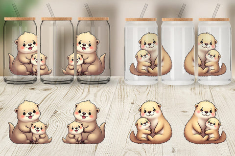 Glass Can Sea Otter Mother's Day Sublimation artnoy 