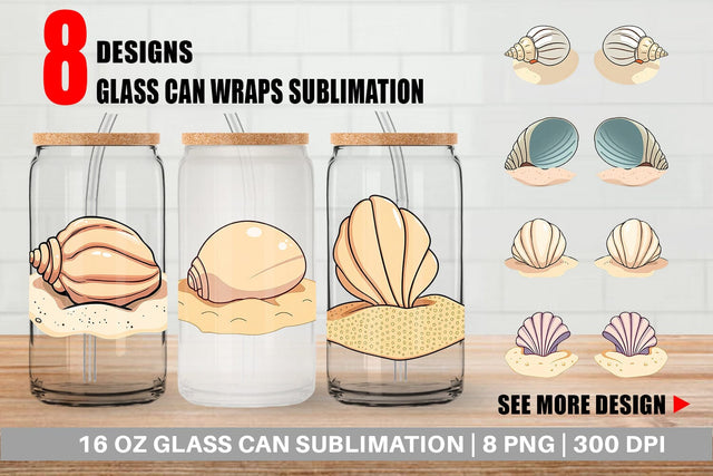 Glass Can Seashell Sublimation artnoy 