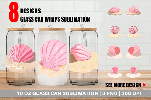 Glass Can Seashell Sublimation artnoy 
