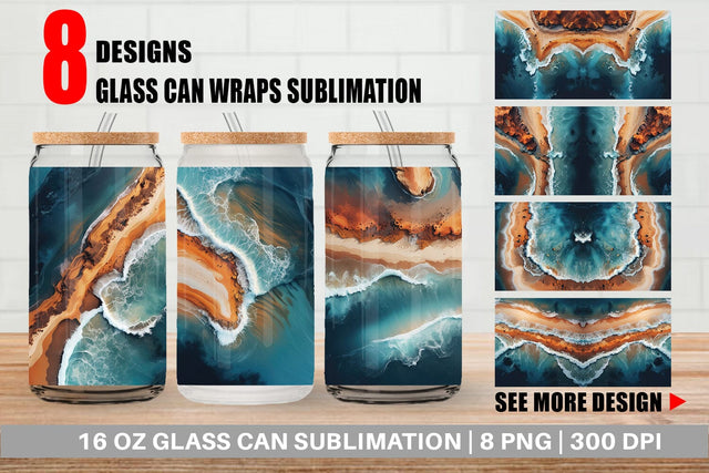 Glass Can Seashore Sublimation artnoy 