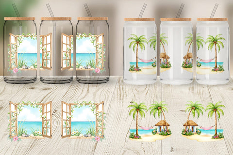 Glass Can Seaside Cottage Sublimation artnoy 