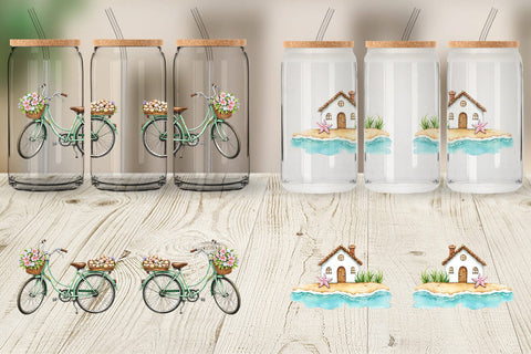 Glass Can Seaside Cottage Sublimation artnoy 
