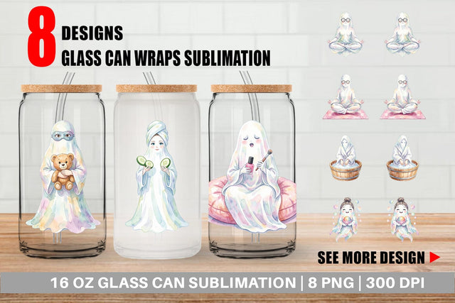 Glass Can Self Care Spa Day Mom Ghost Sublimation artnoy 