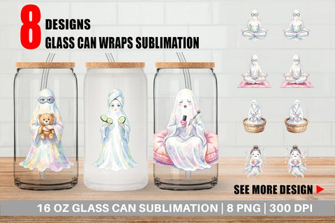 Glass Can Self Care Spa Day Mom Ghost Sublimation artnoy 