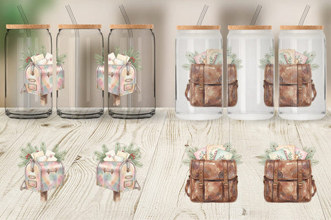 Glass Can Sentimental Holiday Post Watercolor Sublimation artnoy 