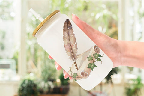 Glass Can Sentimental Holiday Post Watercolor Sublimation artnoy 