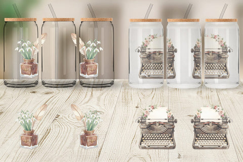 Glass Can Sentimental Holiday Post Watercolor Sublimation artnoy 