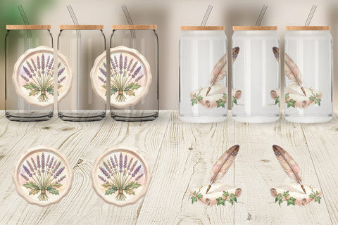 Glass Can Sentimental Holiday Post Watercolor Sublimation artnoy 