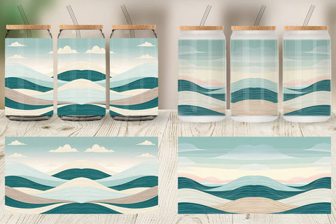 Glass Can Serene Line Landscape Sublimation artnoy 