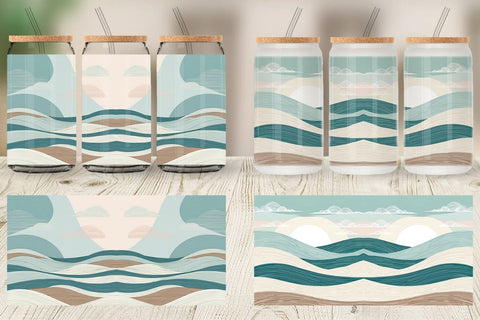 Glass Can Serene Line Landscape Sublimation artnoy 