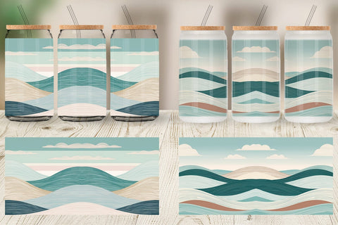 Glass Can Serene Line Landscape Sublimation artnoy 